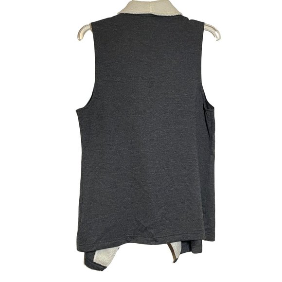 New Directions Open Front Gray Cream Sherpa Vest Size M - Picture 5 of 5